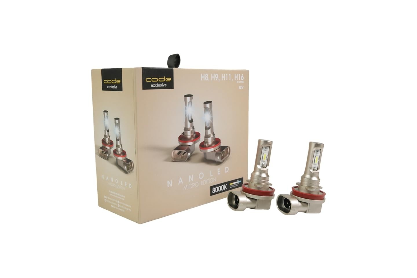 Ilumine seu Caminho: Nano LED CODE 12V 8000K H8/H9/H11/H16 - Visibilidade Superior