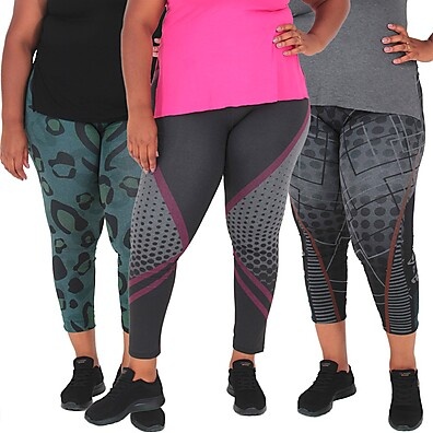 Legging Plus Size: Kit 3 Compressão Cintura Alta