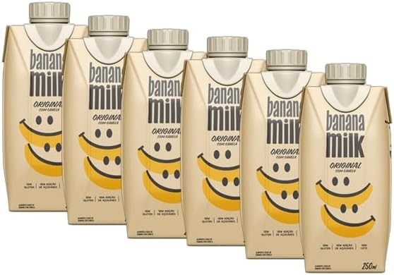 Kit 6X: Leite Vegetal de Banana Original com Canela Banana Milk 250ml