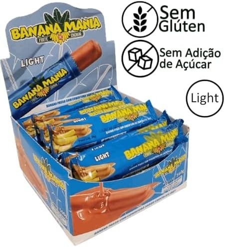 Bananinha Com Chocolate Ao Leite Diet Zero Açúcar Sem Glúten 20 Unidades de 28g - Banana Mania