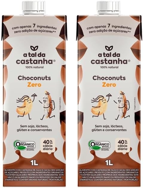 Kit 2X: Leite Vegetal Choconuts Zero Açúcar Orgânico A Tal da Castanha 1L