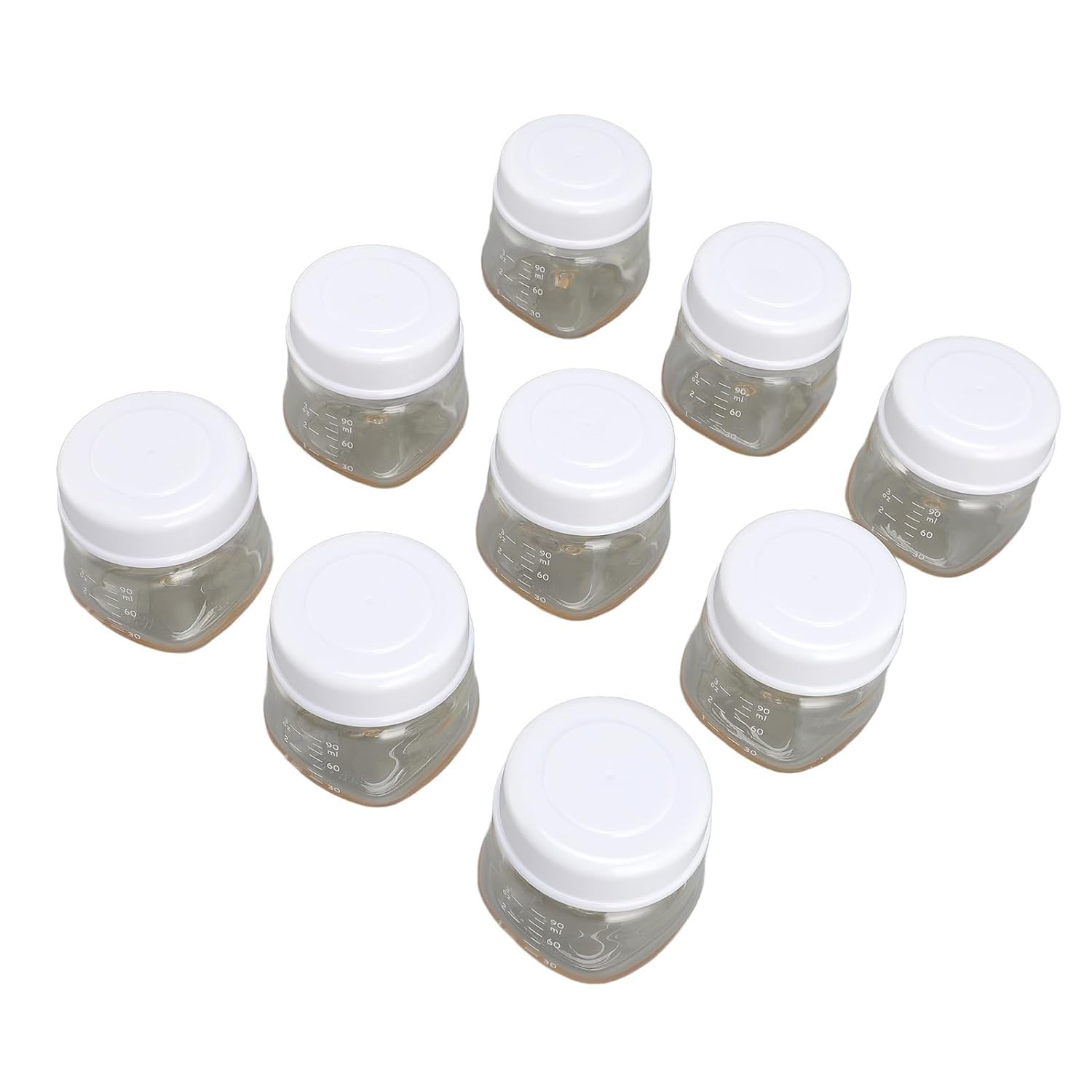Garrafas de Armazenamento de Leite Materno 90ml - Boca Larga 5cm - Compatíveis com Bombas Elétricas