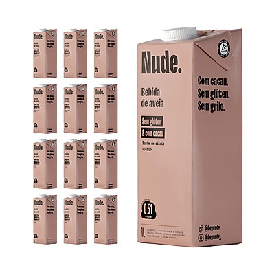 Leite de Aveia Cacau Nude: Kit 12x 1L