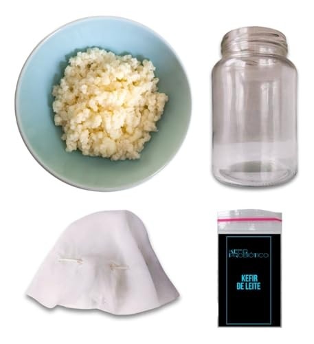 Cultive Seu Próprio Kefir de Leite em Casa – Kit Completo com Frasco, Tampa e Manual