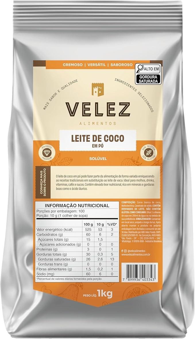 Leite De Coco Em Pó Solúvel Natural Premium Velez 1 kg