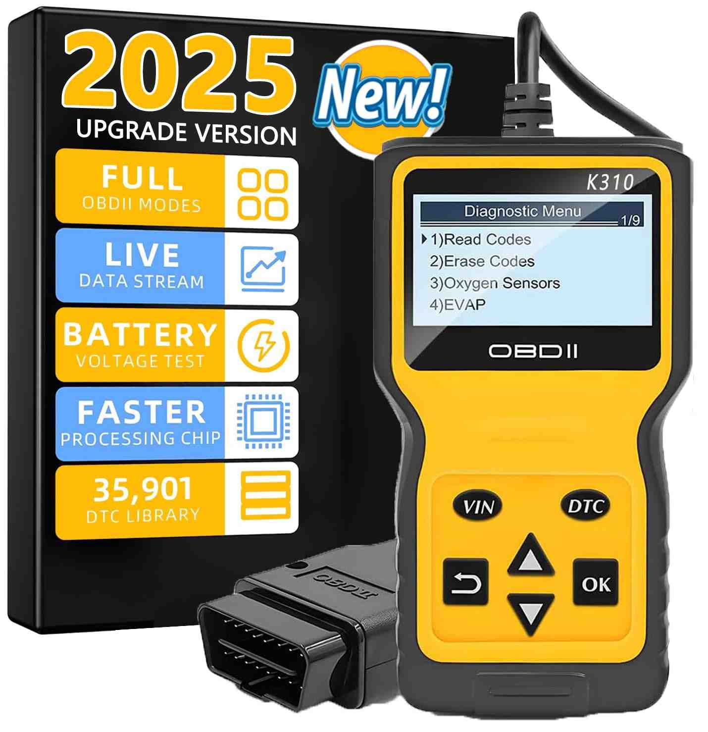 Scanner Automotivo K310 OBD2 Profissional: Leitor de Código de Falha Universal Atualizado 2025