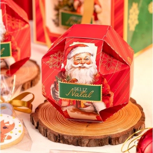 Lembrancinha Bolinha de Natal: Kit com 10 Embalagens