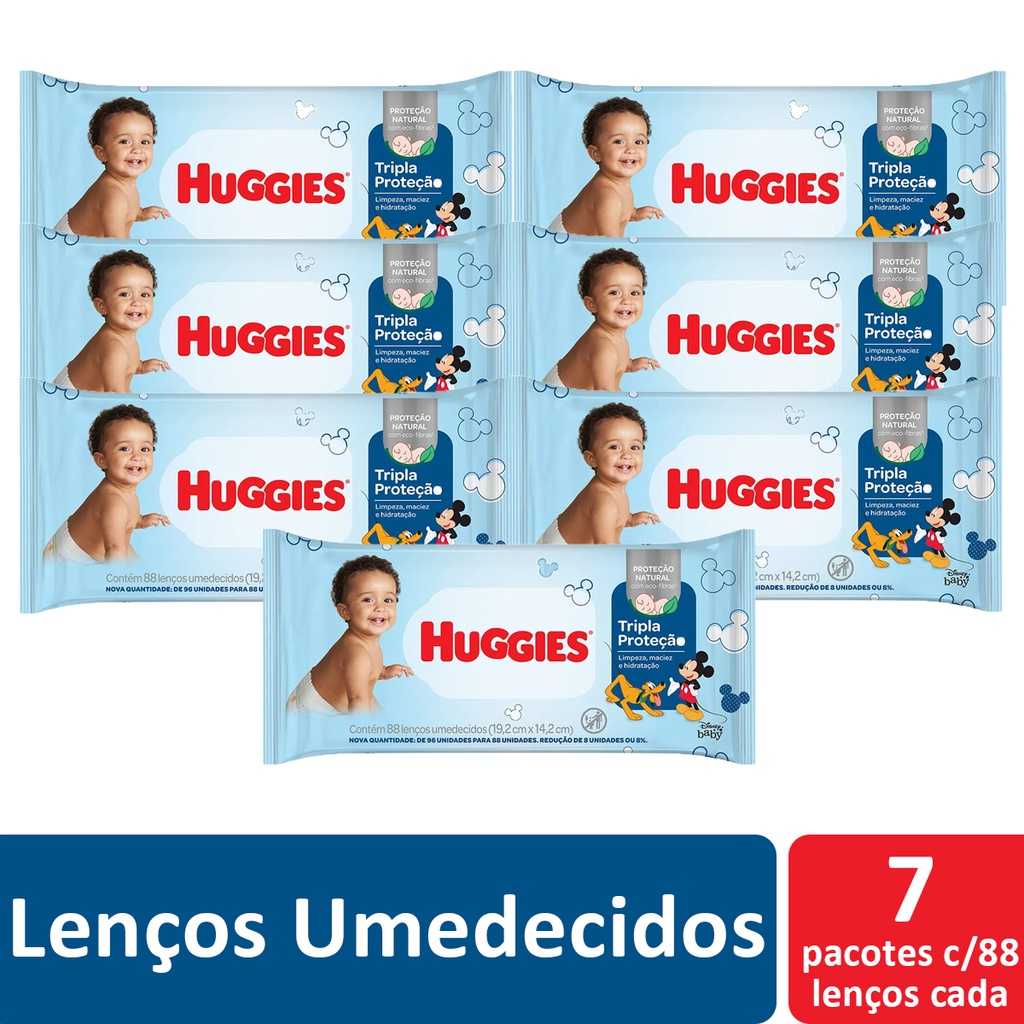 Lenços Umedecidos Huggies Tripla Proteção: Kit 7 Pacotes