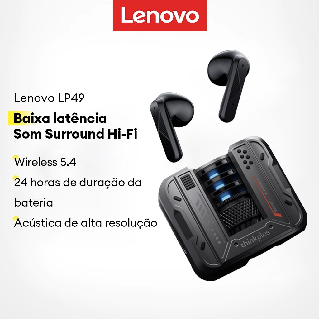 Lenovo LP49: Fones Bluetooth com Cancelamento de Ruído
