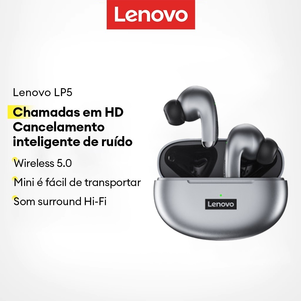 Lenovo LP5: Fones Bluetooth 9D com Som Imersivo