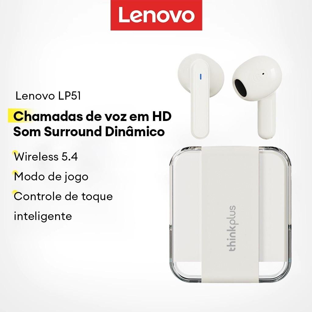 Lenovo LP51: Fones Bluetooth com Som Imersivo