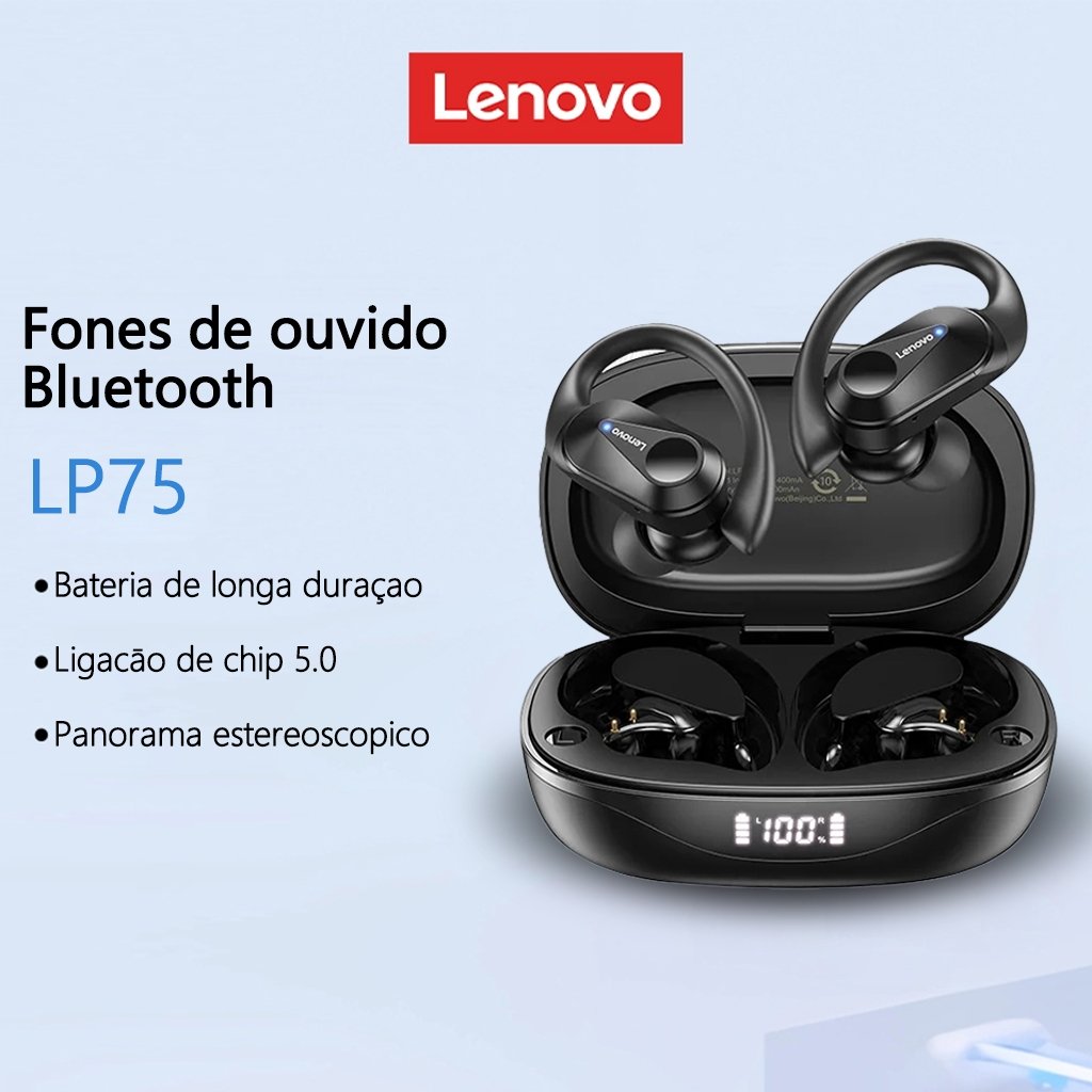 Lenovo LP75: Fones Bluetooth à Prova D'água