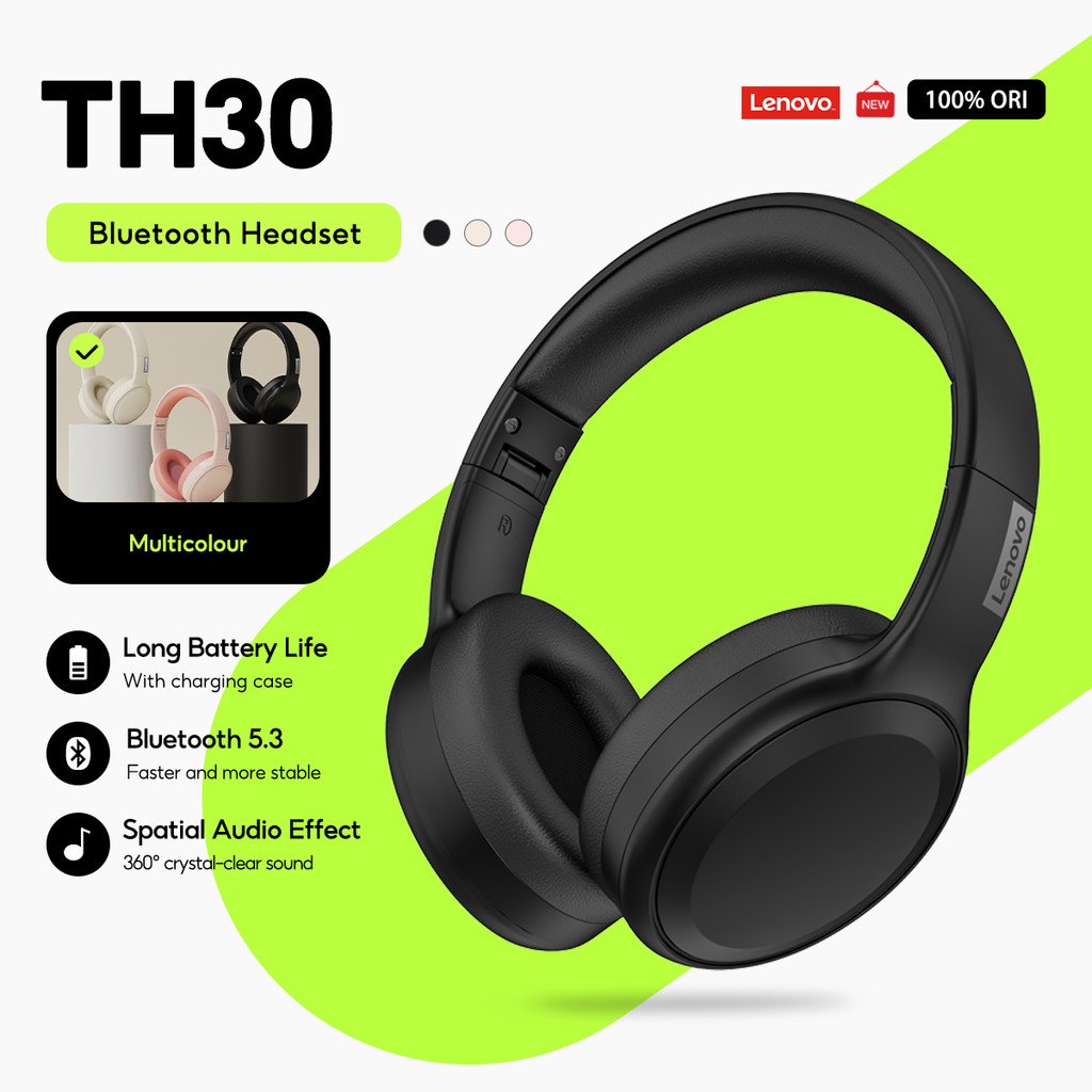 Lenovo TH30: Fones Bluetooth com Som HD e Microfone