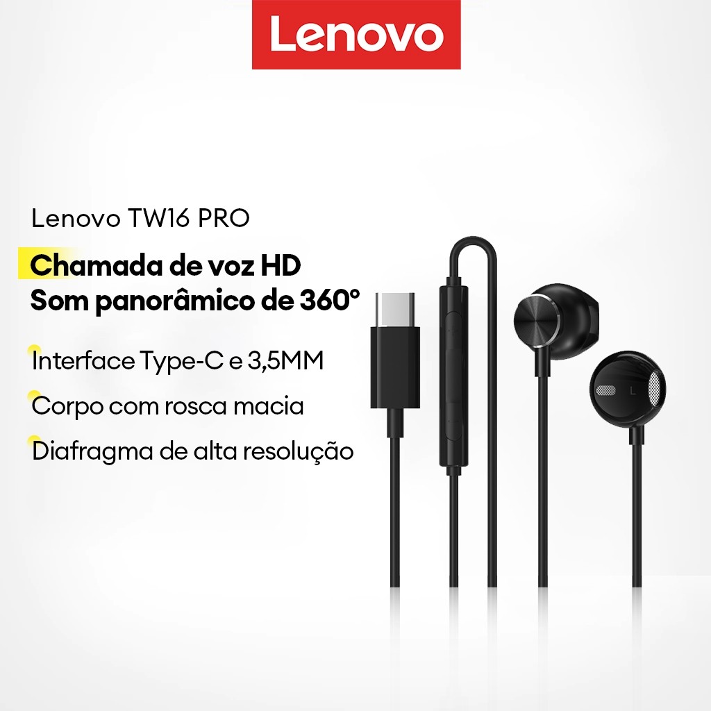 Lenovo TW16/TW16 Pro: Fones com Fio e Som HD