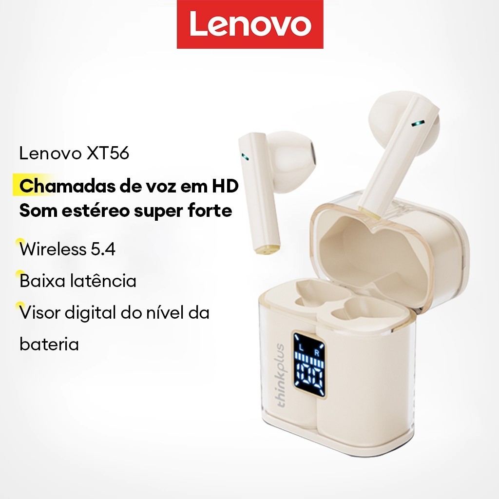 Lenovo XT56: Fones Bluetooth com Cancelamento de Ruído