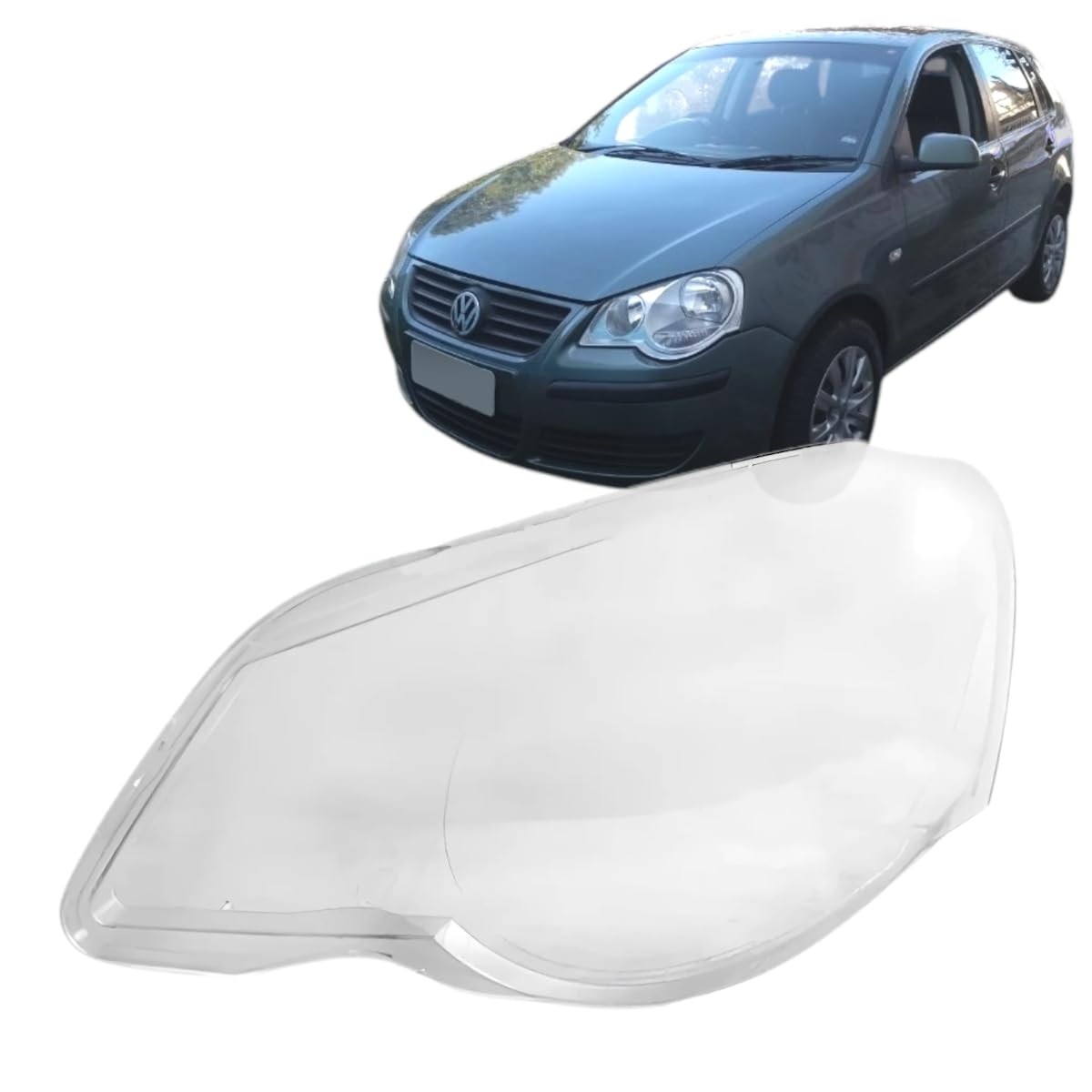 Lente Farol Polo 2007-2014 Lado Esquerdo (Motorista) Cristal Transparente