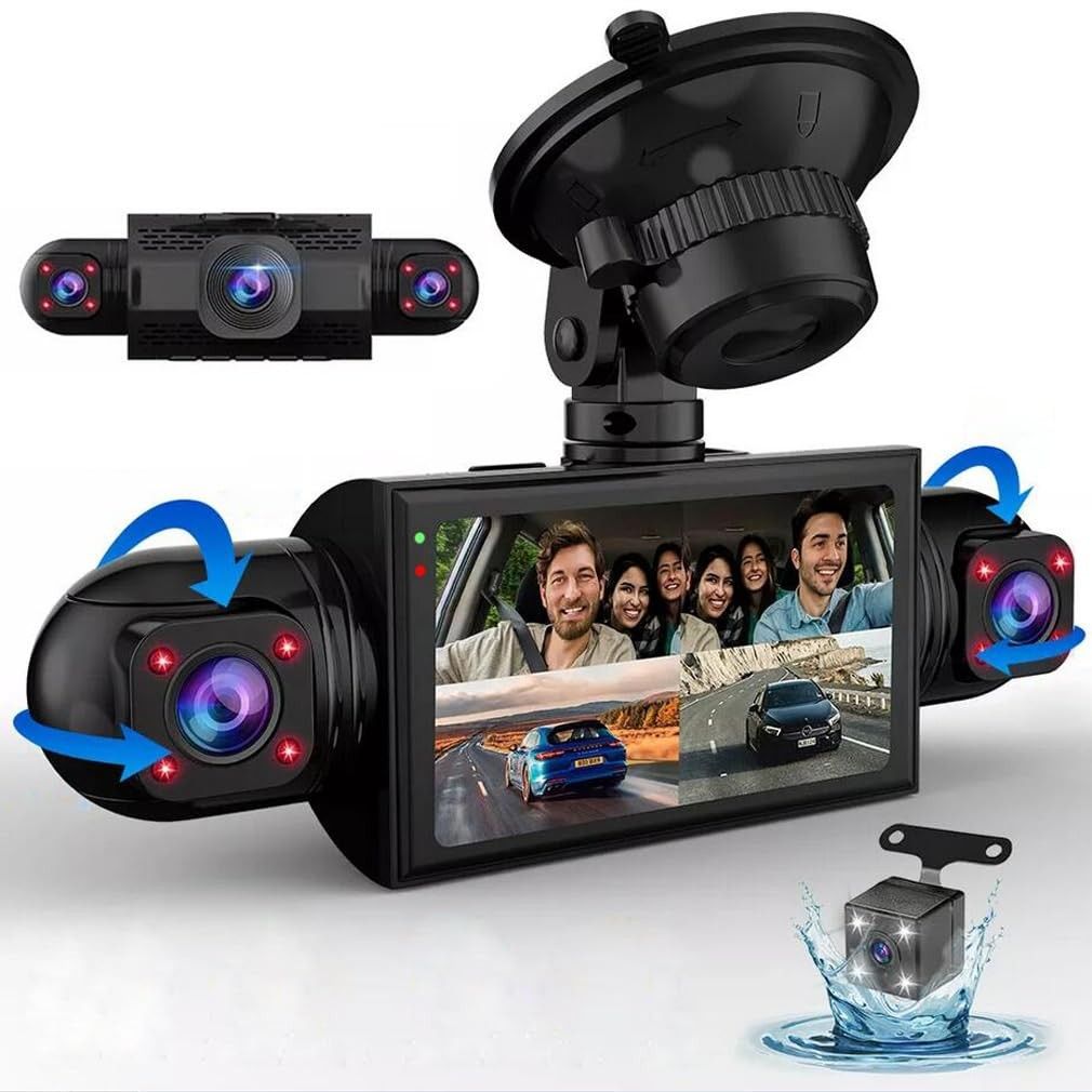 XRC TECH Câmera Veicular 4 Lentes 360°: DVR Completo com Visão Noturna Infravermelha e Gravação Simultânea 1080p
