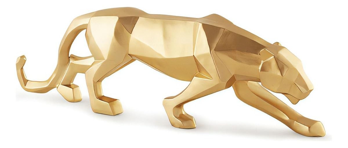Escultura Leopardo Dourado em Polirresina - Decore com Estilo e Sofisticação