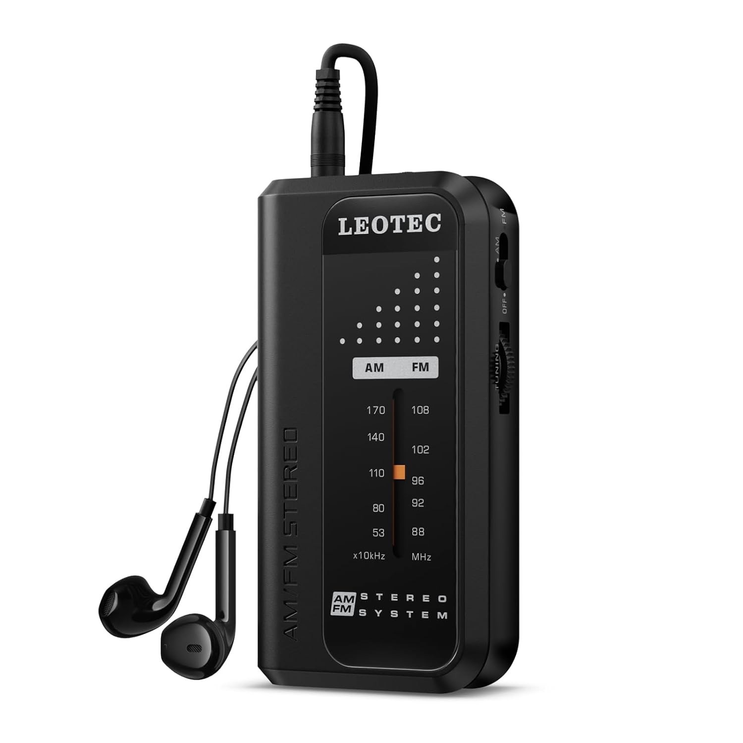 Rádio Portátil LEOTEC AM/FM: Som Estéreo de Bolso com Fones de Ouvido - Leve sua Música e Notícias para Qualquer Lugar!