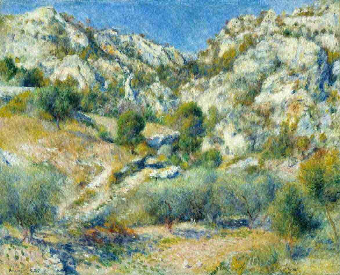 Penhascos em L'Estaque - Tela Canvas de Renoir 50x61cm | Arte Giclée de Qualidade Museu