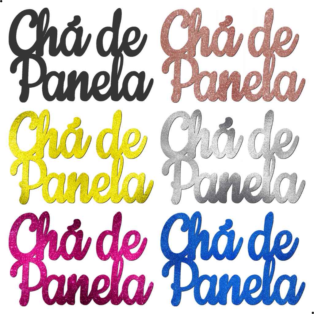 Letreiro Chá de Panela 40cm Glitter - Decore com Estilo