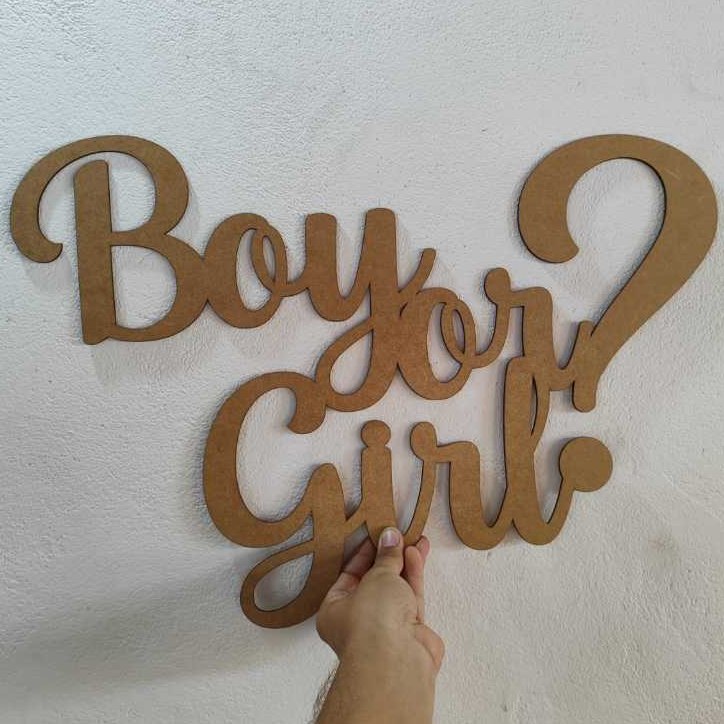 Letreiro Decorativo Boy or Girl para Chá Revelação – MDF 3mm 60x40cm