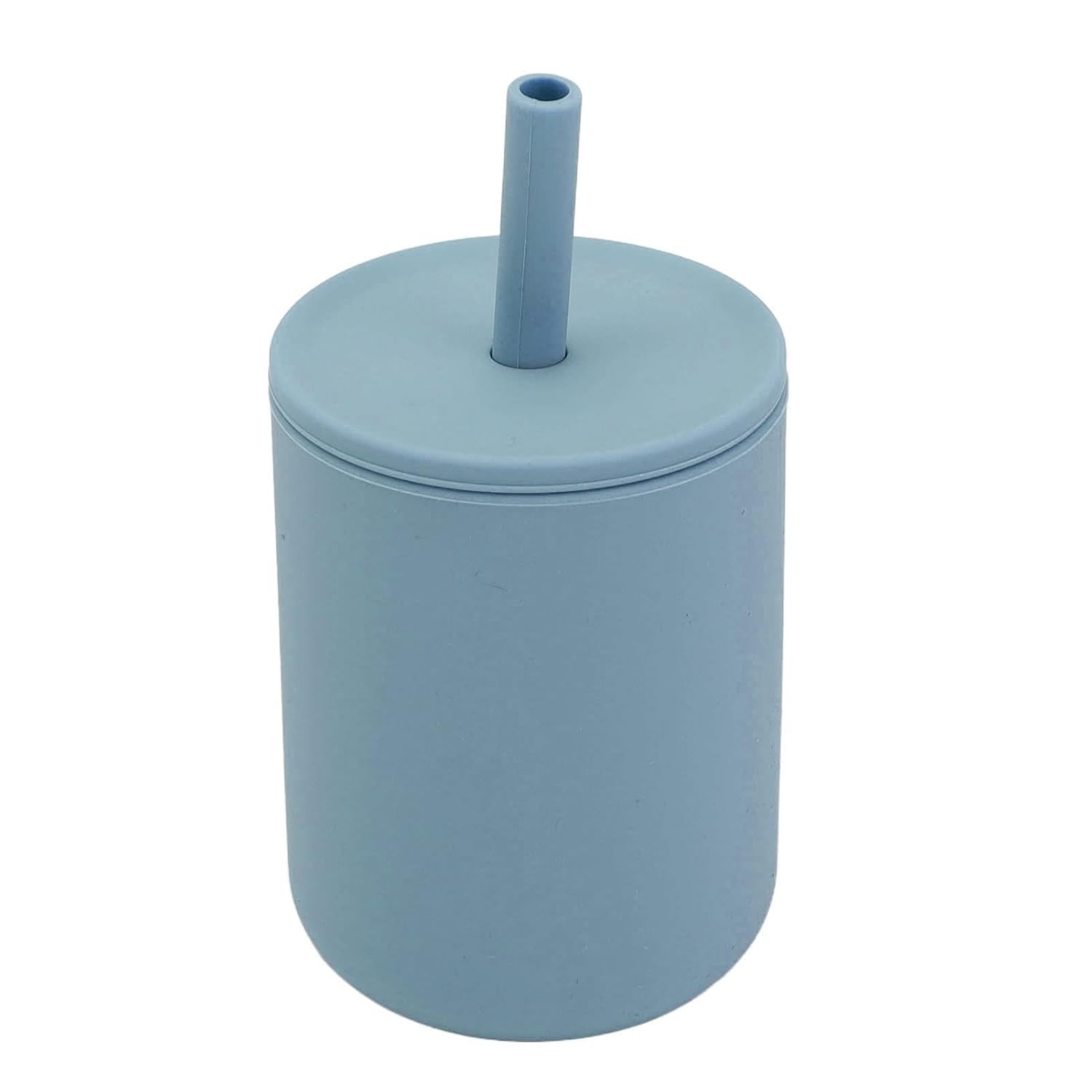 Copo de Silicone para Bebês com Canudo - Seguro, Leve e Fácil de Limpar | 210ml Azul