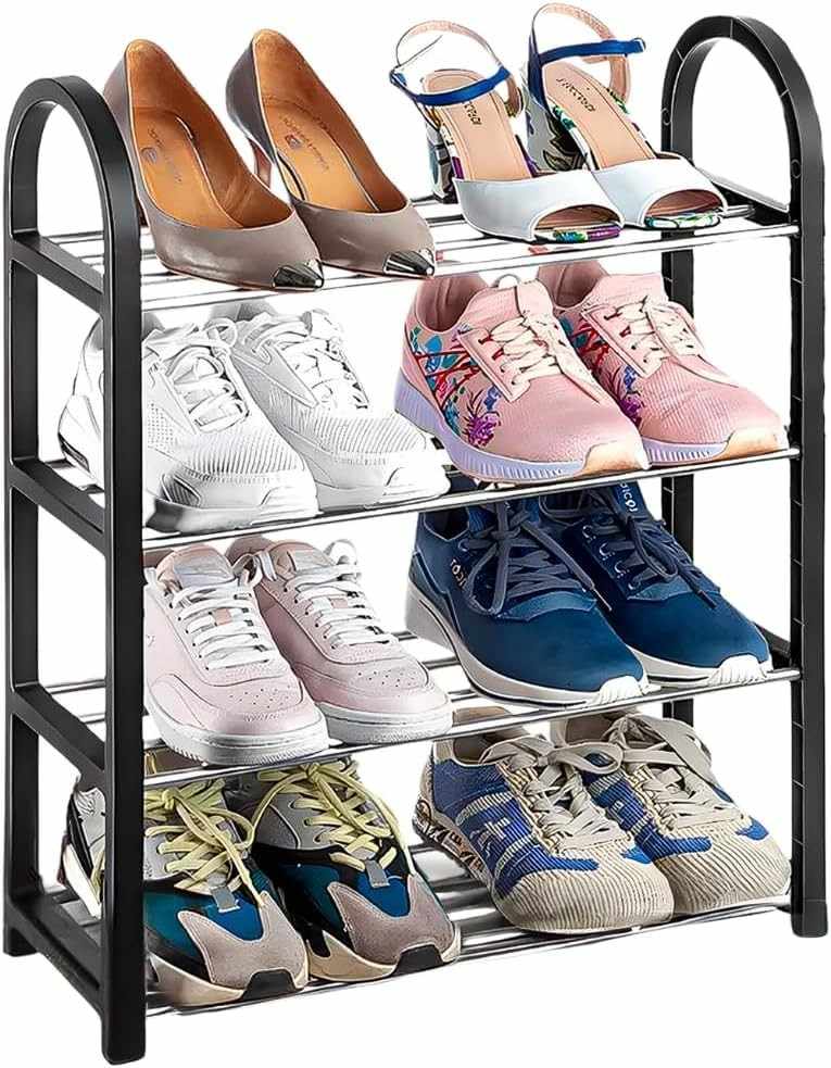 Sapateira Organizadora Portátil com 4 Prateleiras - 8 Pares, Design Moderno e Leve