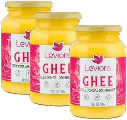 Kit 3X: Manteiga Ghee com Sal do Himalaia Sem Lactose Leviora 500g