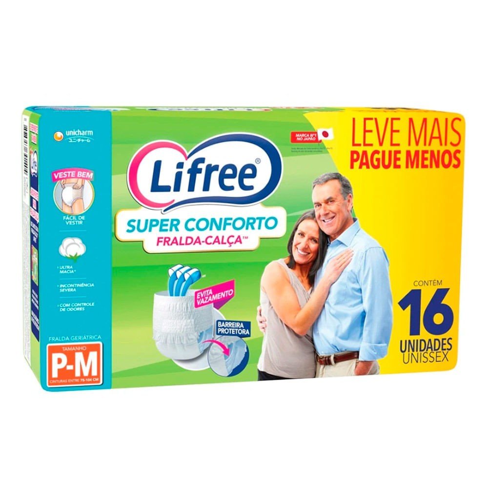Lifree Super Conforto P/M: Fralda Calça Antivazamento