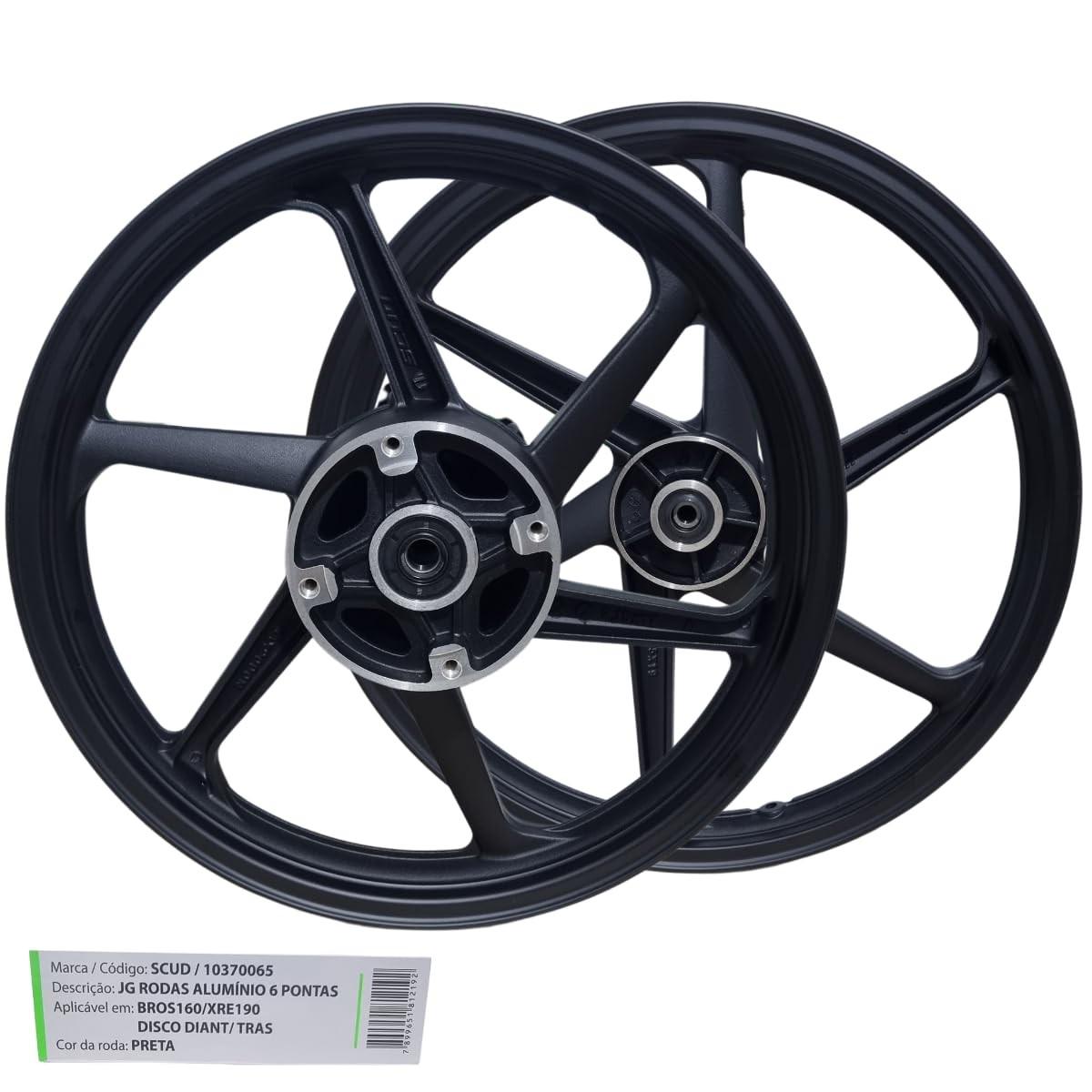 Rodas Liga Leve Scud 6 Pontas NXR Bros 160 / XRE 190 2025 ABS - Alumínio Premium
