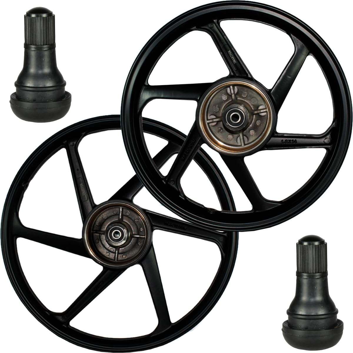 Par de Rodas Liga Leve Smartfox para Honda Pop 100/110 Freio a Tambor (2007+) com Rolamentos e Bicos