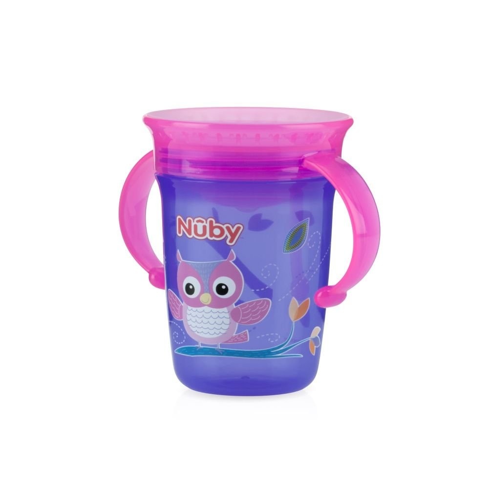 Nuby Copo 360 Graus com Alça Lilás - 240ml | Transição Perfeita da Mamadeira