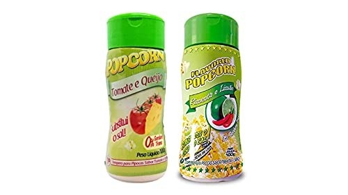 Temperos P/ Pipoca Popcorn Cx 12 Frascos. 6 Tomate e Queijo - 6 Pimenta e Limão