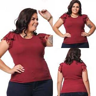 Blusa Plus Size Tule Babado: Elegância Sem Limites ✨