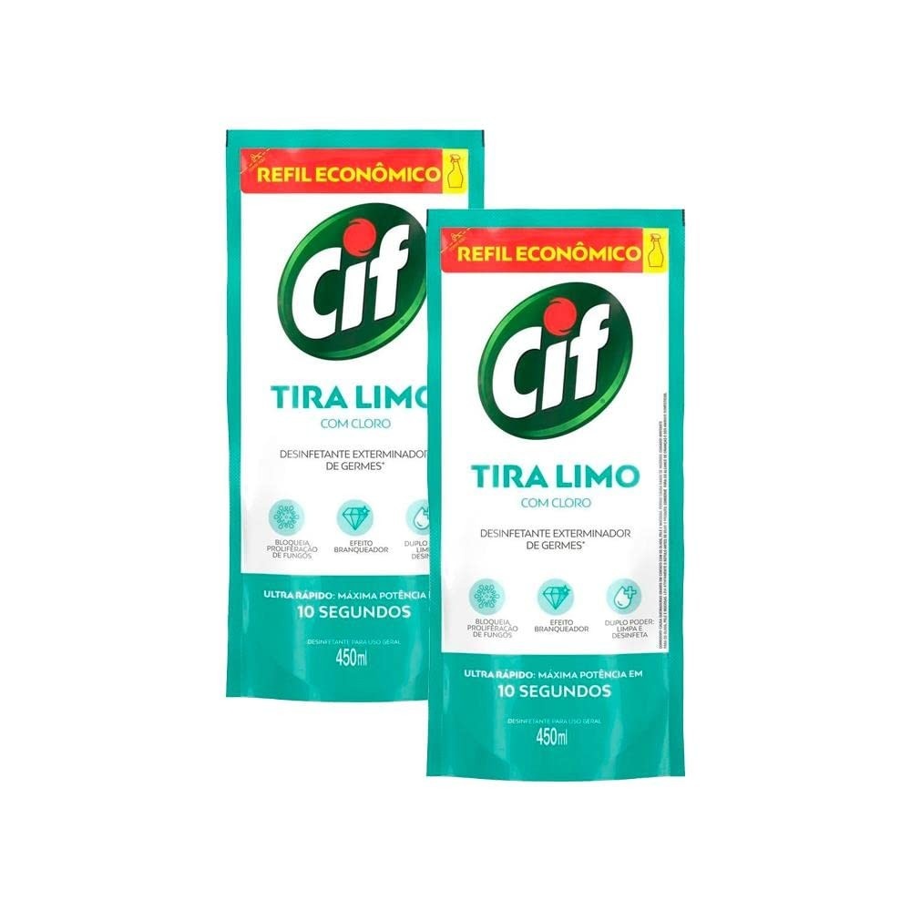 Kit 2 Refis Desinfetante Cif Tira-Limo 450ml - Limpeza Profunda e Segura para sua Casa