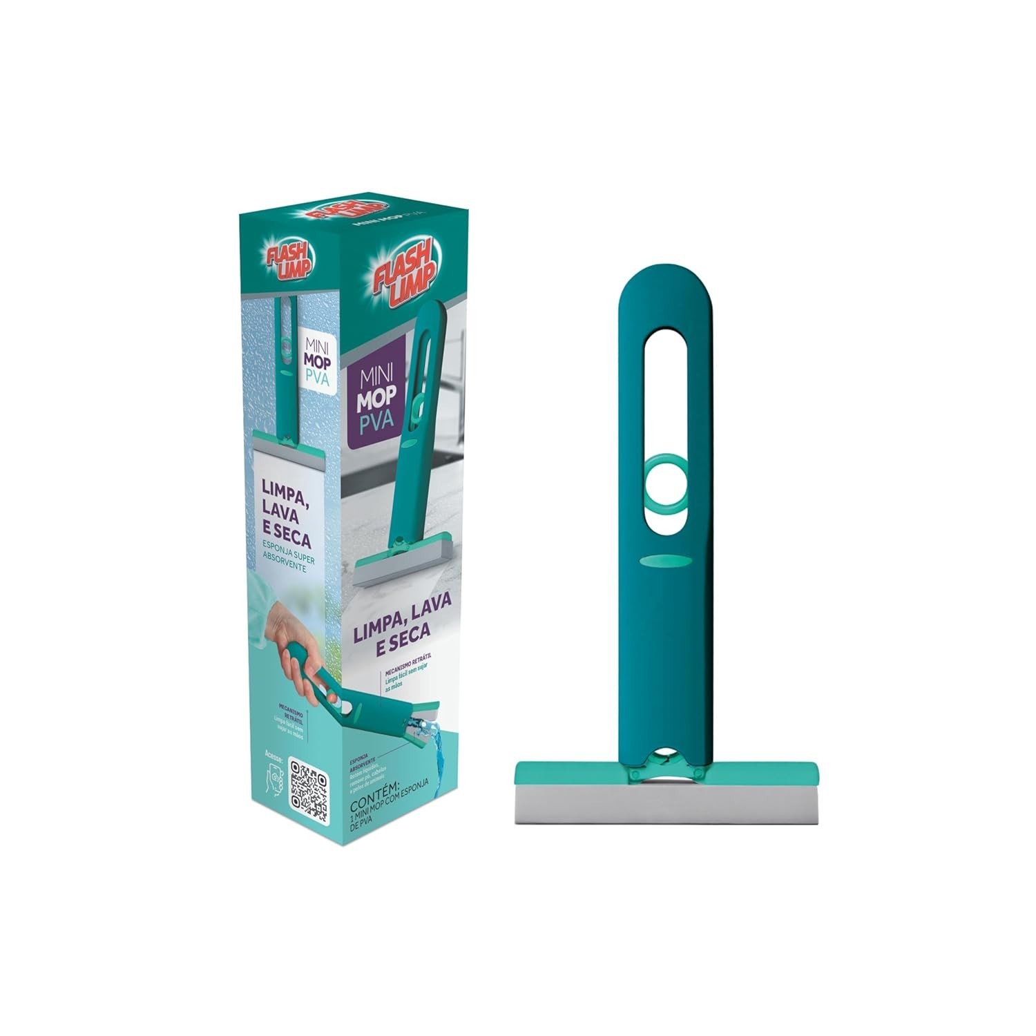 Mini Mop PVA Flash Limp - Limpeza Sem Esforço e Sem Sujeira nas Mãos