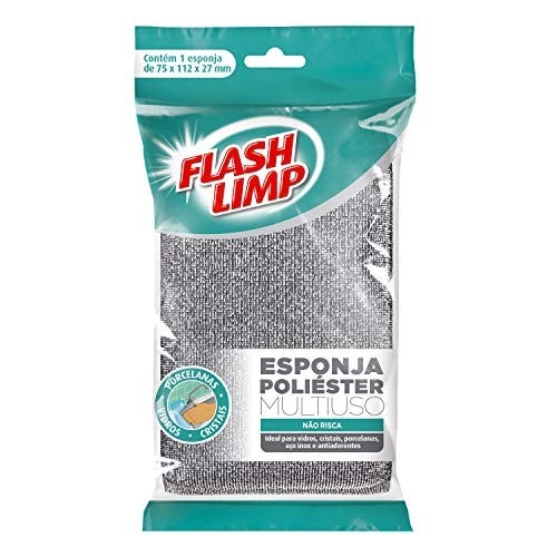 Flash Limp - Kit com 10 Esponjas Multiuso de Poliéster para Limpeza Sem Riscos