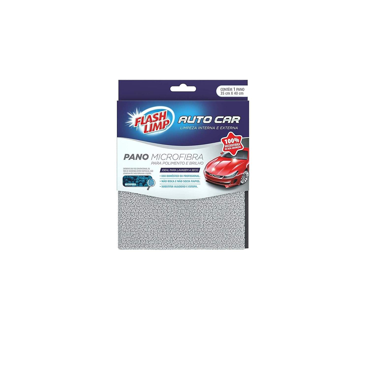 Flash Limp Pano Microfibra Automotivo - Brilho e Limpeza Sem Riscos