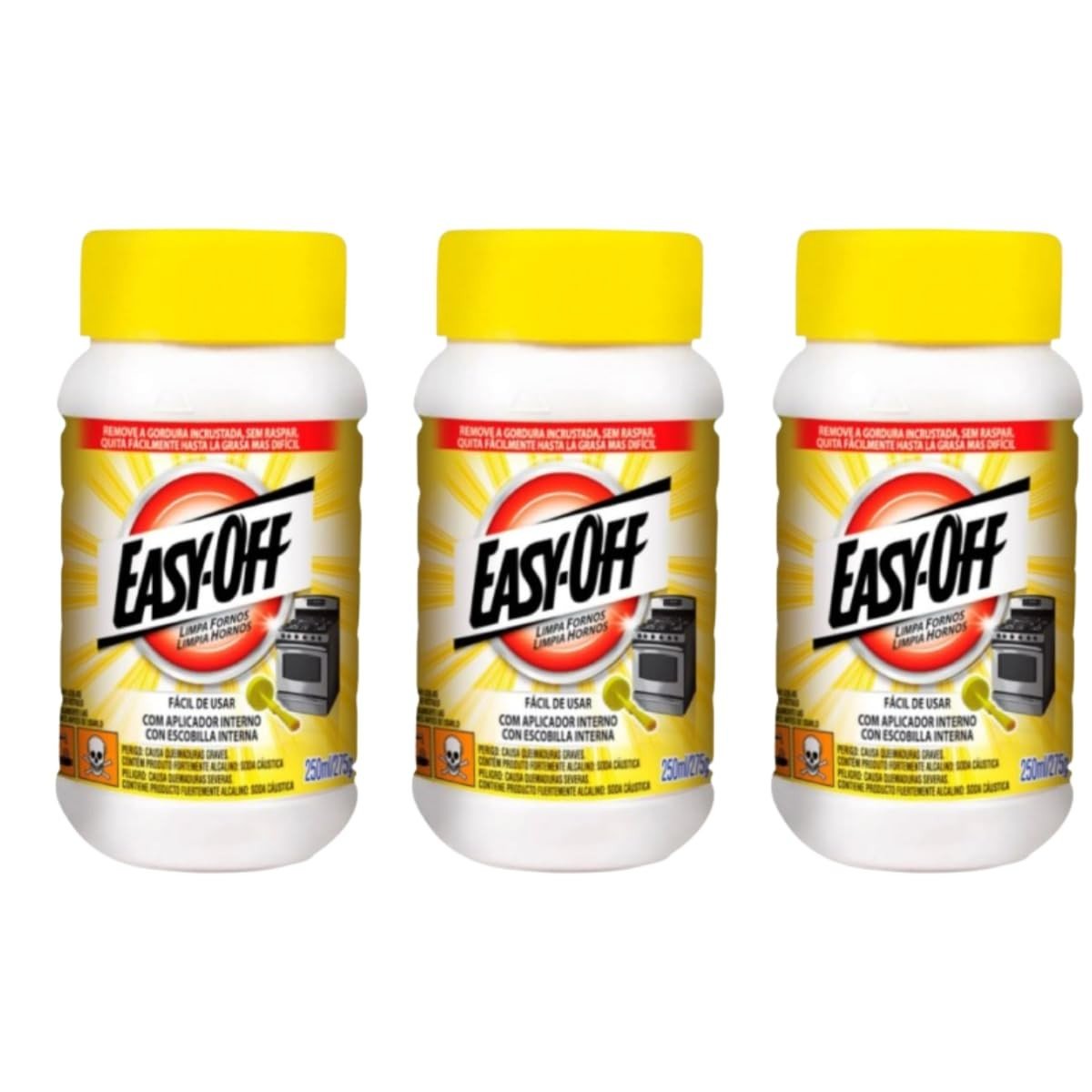 Kit com 3 Limpa Forno em Pasta Easy-Off 250ml - Remoção Eficiente de Gordura Incrustada