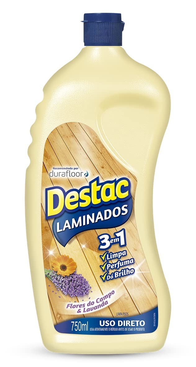 Limpa Pisos Destac Laminados Lavanda 750ml - Fórmula 3 em 1 com PH Neutro
