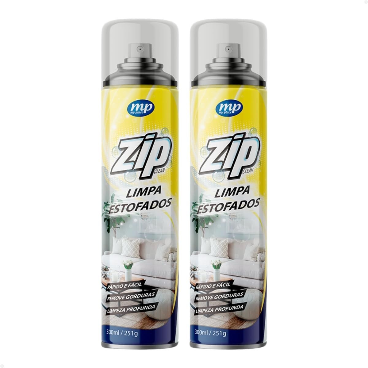 Kit 2 Espuma Limpa Estofados Zip 300ml - Limpeza Profunda e Rápida para Sofás, Tapetes e Carros