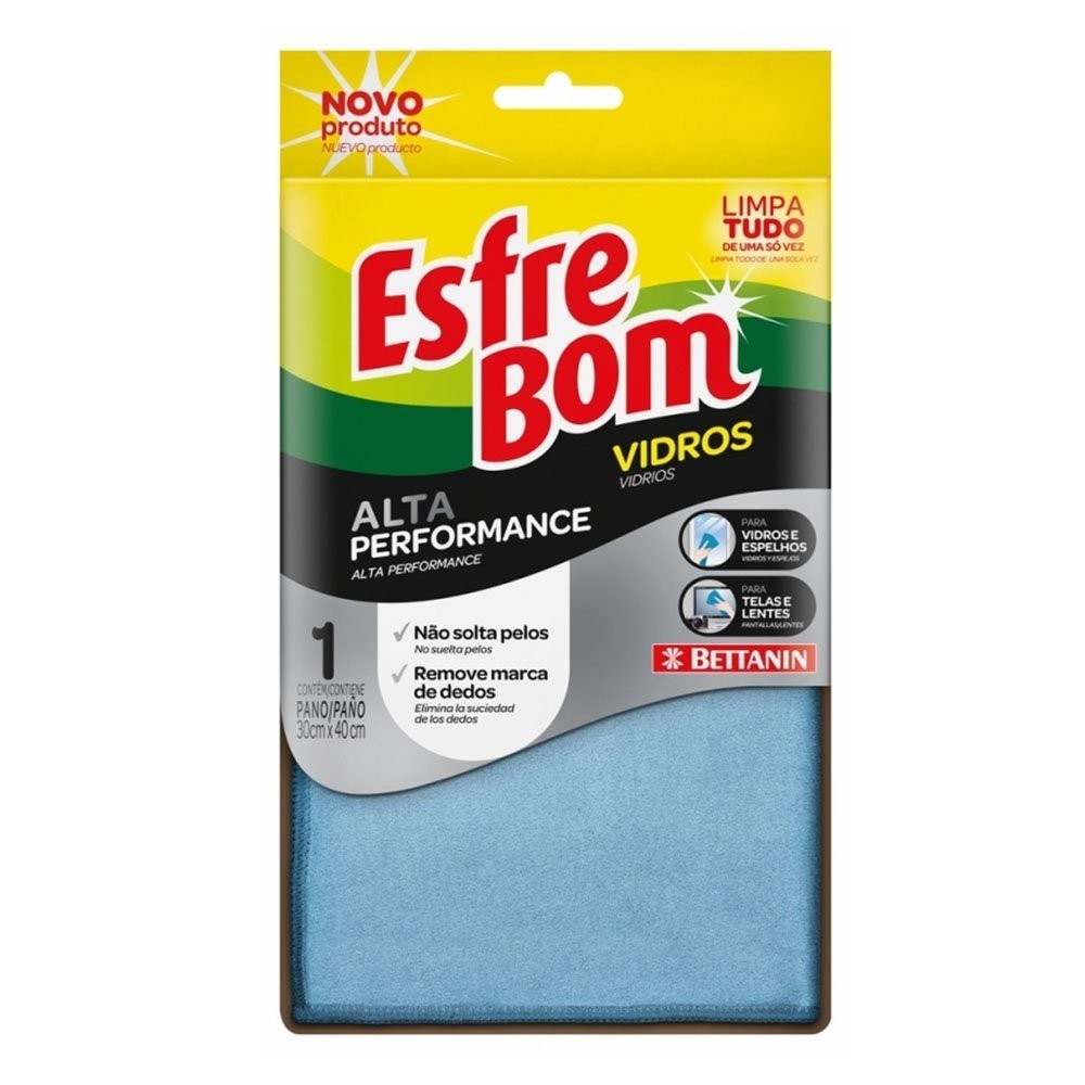 Pano Limpa Vidros EsfreBom Alta Performance - Microfibra Azul Bettanin