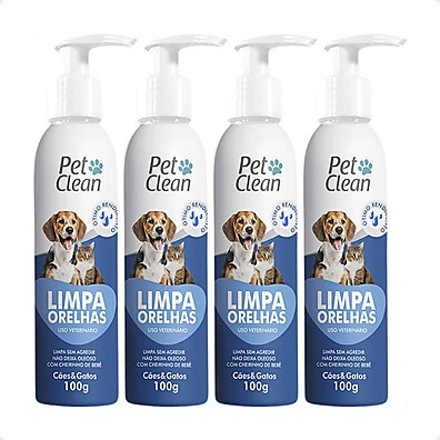 limpa-orelha-pet-clean-100g-kit-com-4-unidades-para-caes-e-gatos