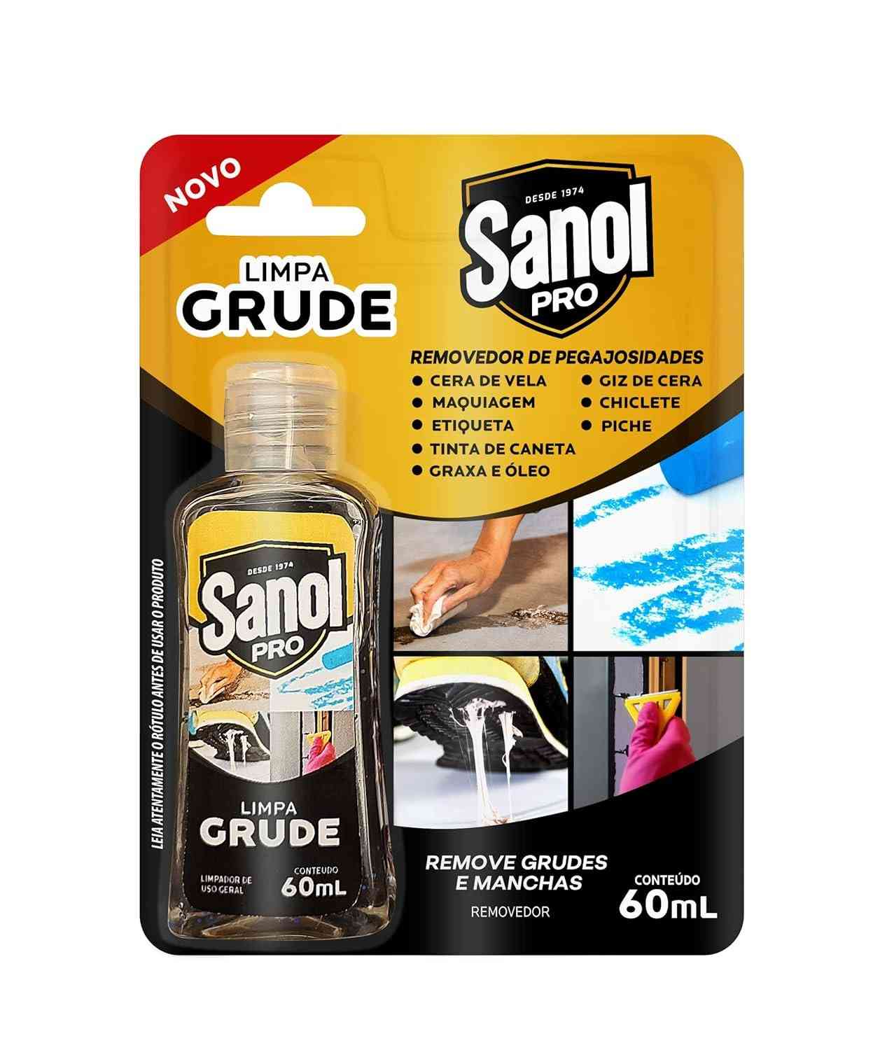 Limpa Grude Sanol Pró 60ml - Removedor de Adesivos e Manchas Pegajosas