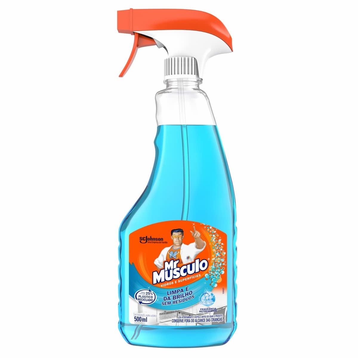 Limpador Mr Músculo Limpa Vidros Líquido 500ml - Brilho Impecável sem Resíduos