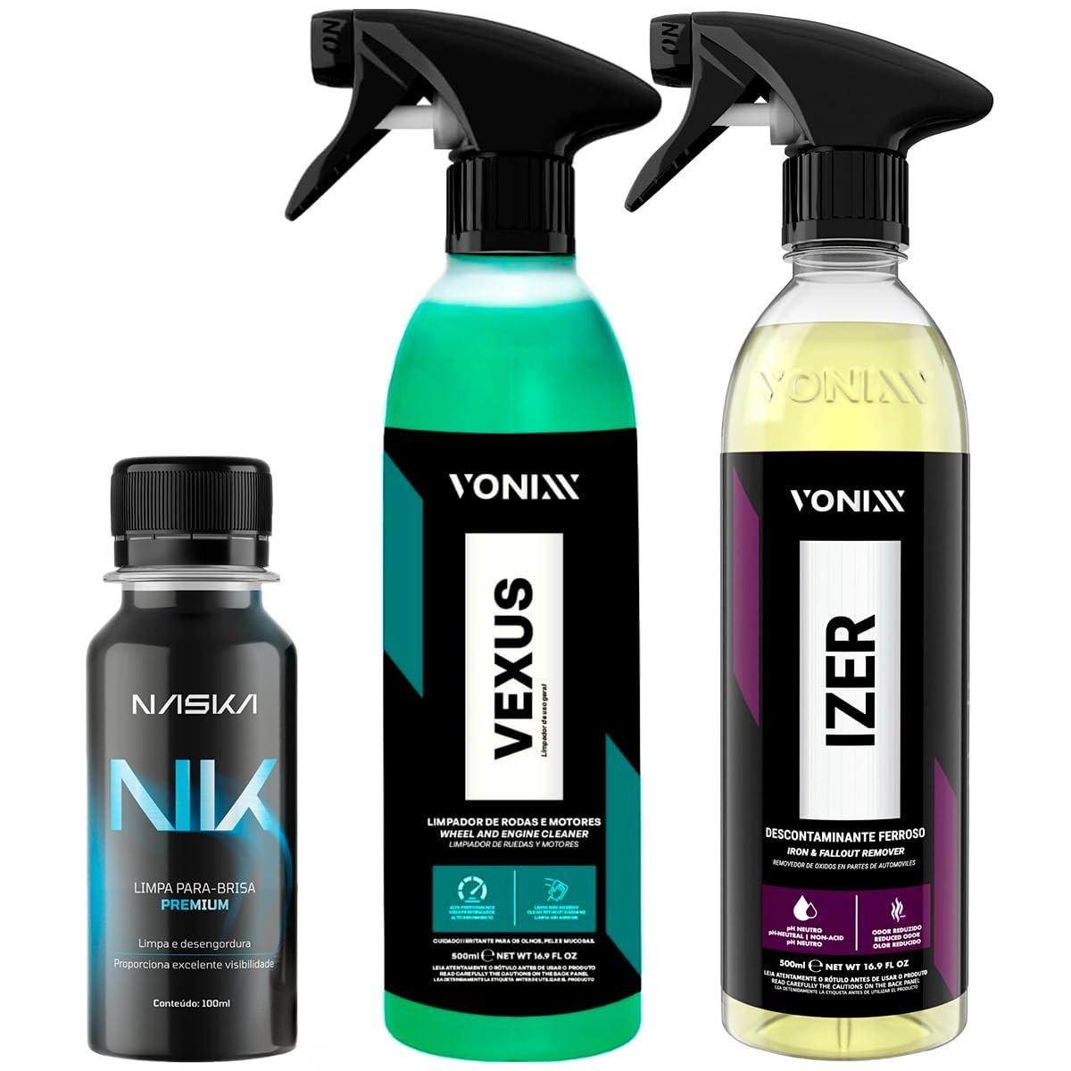 Kit Completo Vexus e Izer: Limpador de Rodas, Motor e Descontaminante Ferroso