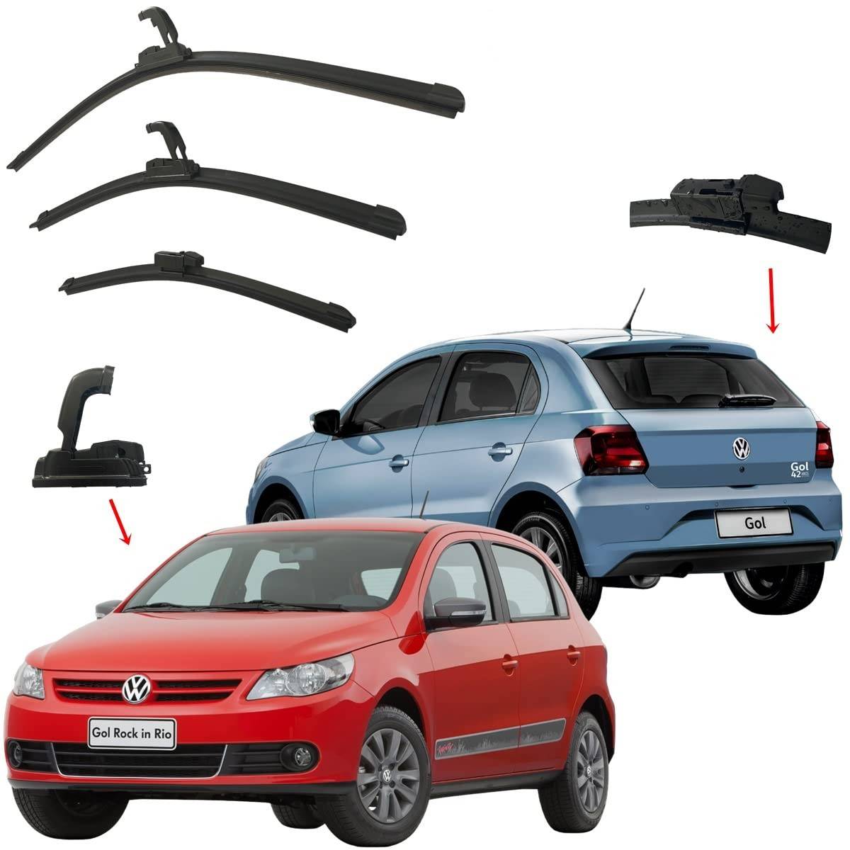 Kit 3 Palhetas Limpador Parabrisa Gancho Gol G5 (2008-2012) e G7 (2017-2021) - Visibilidade e Segurança
