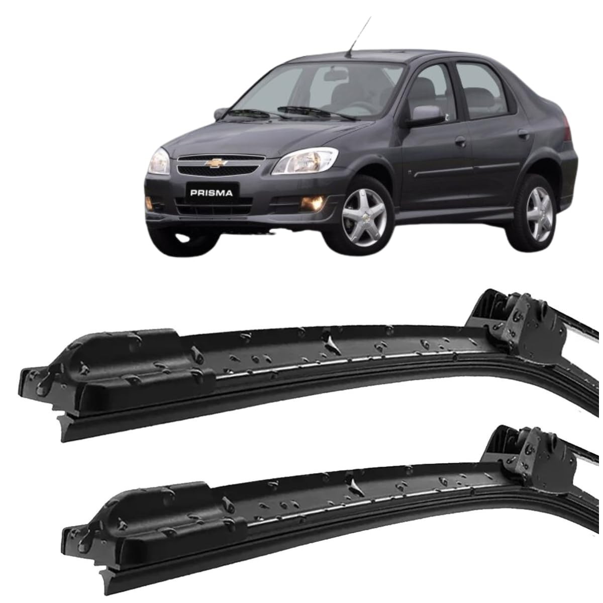 Kit 2 Palhetas Limpador Para-brisa Silicone Prisma 2006-2011 Tipo Gancho