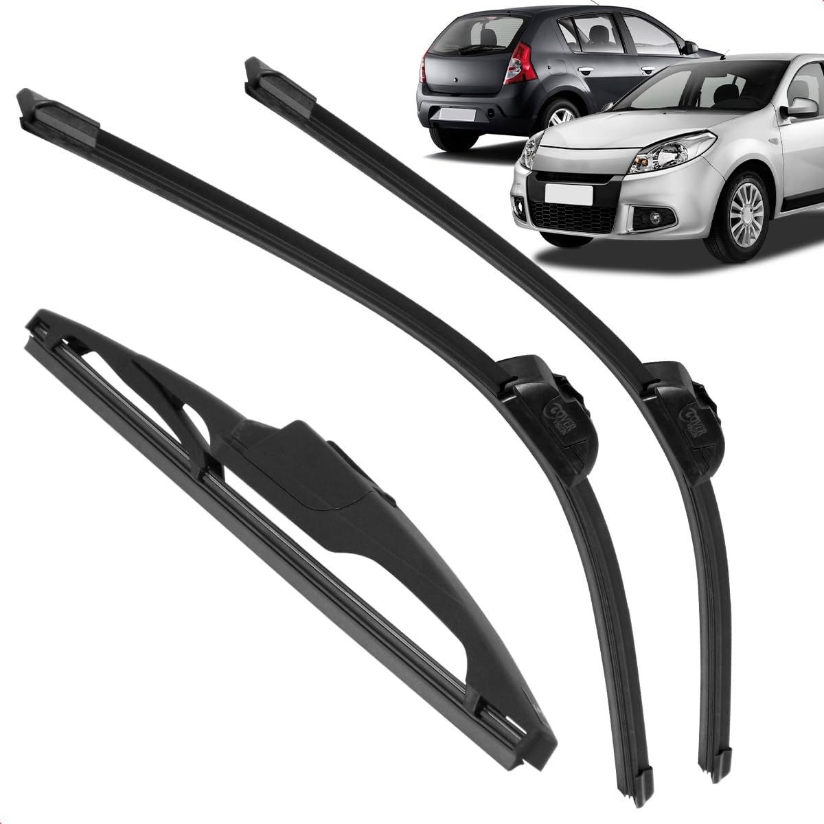 Kit 3 Palhetas Limpador Para-brisa Silicone Sandero 2008-2014 - Visão Clara e Segura